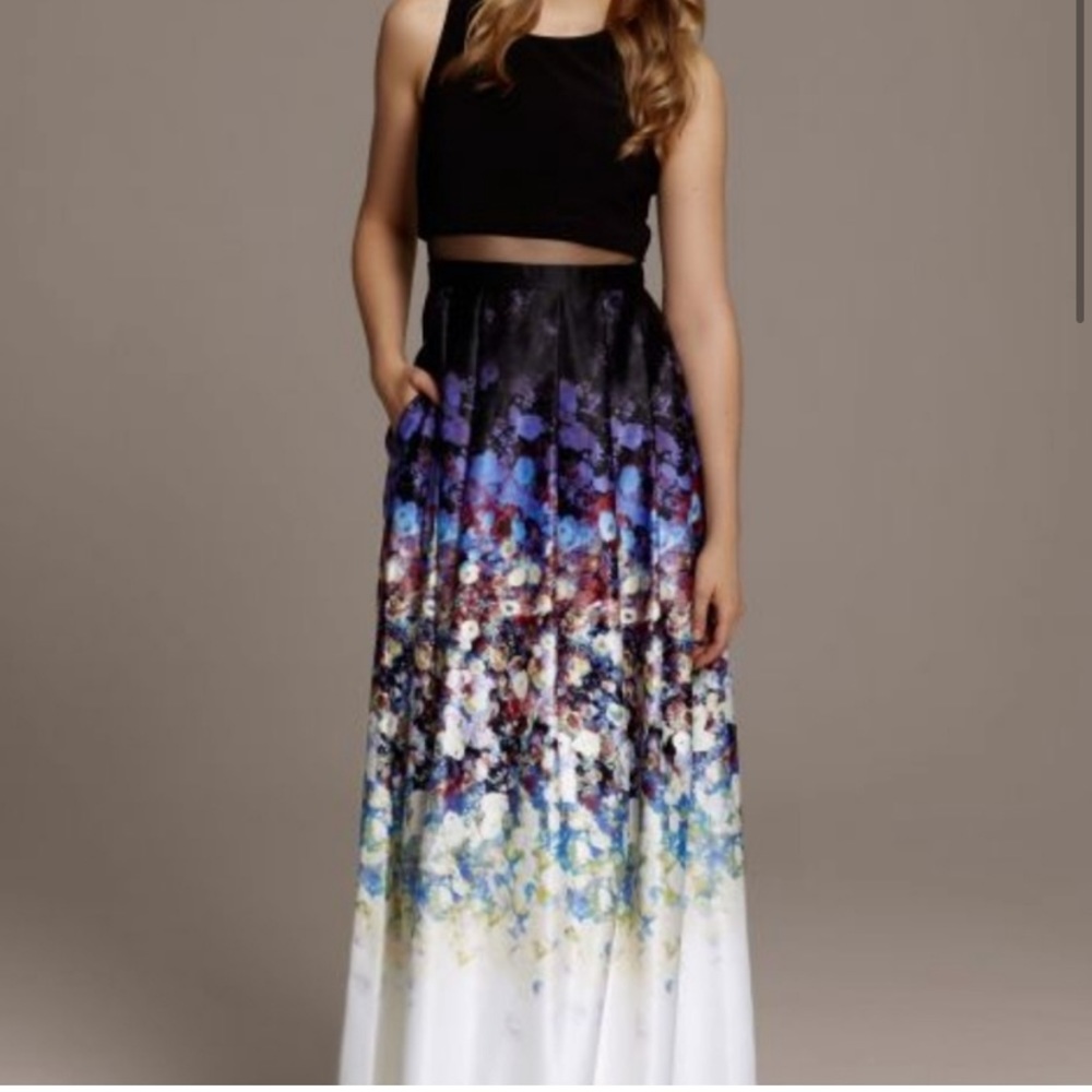 Betsy & Adam Illusion Two Piece Gown